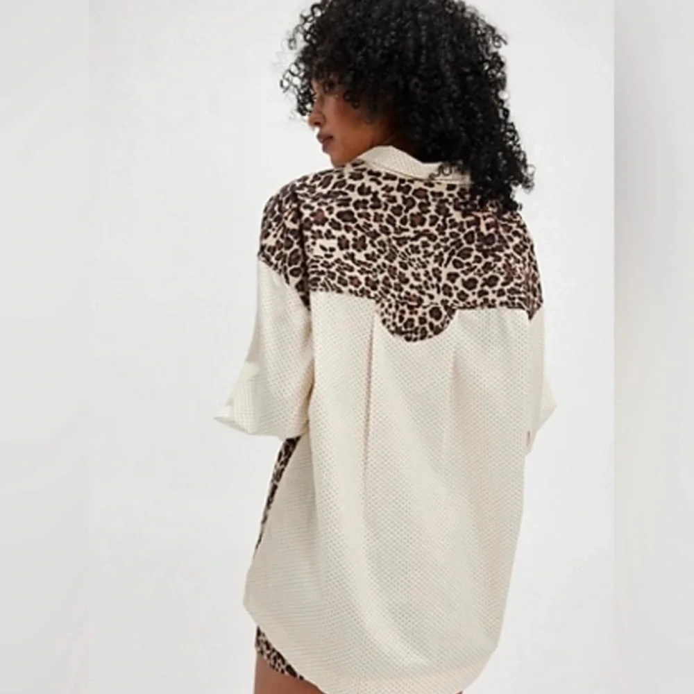 Free People Leopard Print Button Down Western Style Shirt - Picture 2 of 9
